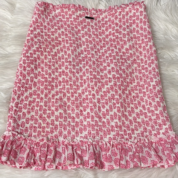 Billabong Light Flaws Floral Eyes On You Ruffle Skirt Smocked Pink White Size S - Picture 7 of 12
